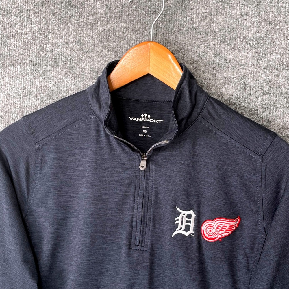 Vansport Men's Navy Quarter-Zip Pullover with Detroit Logos